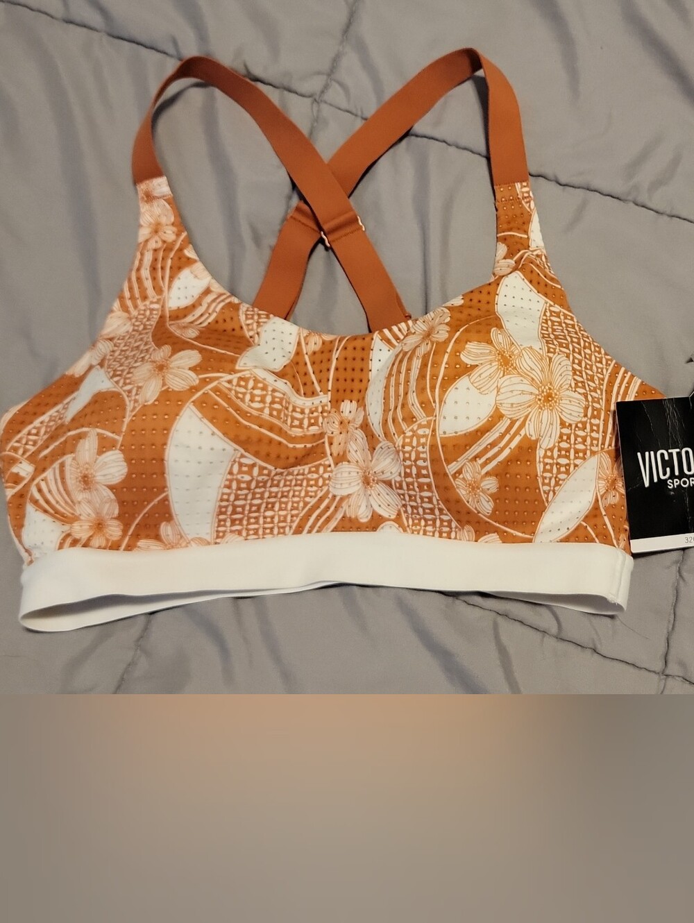 Victoria's Secret Orange Floral Crossback Sports Bra
